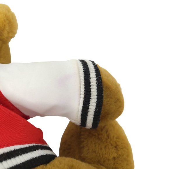 FAO Schwarz Teddy Bear Plush Varsity Jacket 12" Stuffed Animal Toy Brown Red - Picture 10 of 11